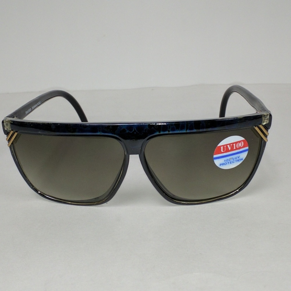 NWT True Vintage 90's Acetate Lady High Fashion Sunglasses (Black/C.Blue)